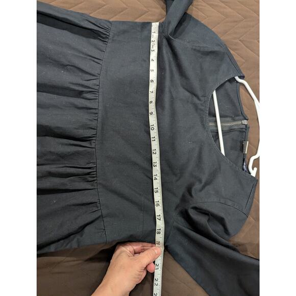 Women's Gap black linen summer dress w/ 3/4 length sleeves & pockets size 10 - Picture 6 of 9